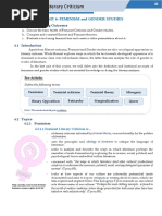 Unit 6: Feminism and Gender Studies: Intended Learning Outcomes