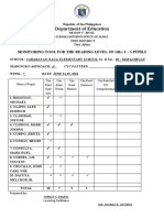 Department of Education: Monitoring Tool For The Reading Level of Grs. 1 - 3 Pupils