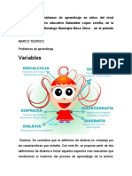 Incidencia de Problemas de Aprendizaje en Niños Del Nivel Primario Del Centro Educativo Natanalier López Zorrilla