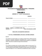 Taller UNIDAD IV, 1° Ley de La Termodinámica, 15-08 20