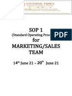 Sop 1 For Marketing/Sales Team: 1 June 21