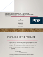 English Language Anxiety in Verbal Comprehension Among Grade 12 Students in Philippine Christian University