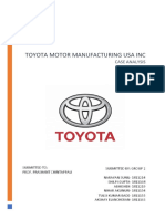 Toyota Motor Manufacturing Usa Inc: Case Analysis