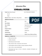 Munsaka Peter: Curriculum Vitae