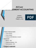 ACC107 Management Accounting: Chapter 1, 2 & 5