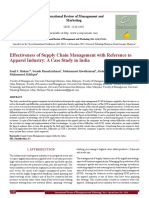 Effectiveness of Supply Chain Management With Reference To Apparel Industry: A Case Study in India