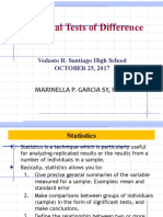 Statistical Tests of Difference: Vedasto R. Santiago High School OCTOBER 25, 2017