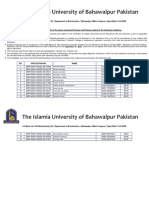 1st Merit List BS Biochemistry E Department of Biochemistry Bahawalpur Main Campus Open Merit Fall 2020