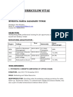 Curriculum Vitae: Nivedita Nanda Sadanand Tunge