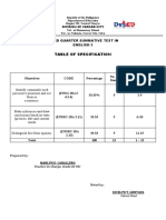 Table of Specification: Objectives Code Percentage No. of Items Item Placement