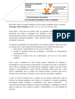 Fichamento Texto PESQUISA QUALIT X PESQUISA QUANTITATIVA