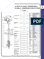Thermocouple With Flange Thermowell Tapered & Adjustable Compensation Fitting