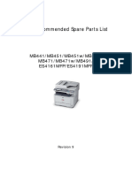 OEL Recommended Spare Parts List: MB441/MB451/MB451w/MB461/ MB471/MB471w/MB491/ ES4161MFP/ES4191MFP