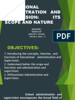 Educational Administration and Supervision: ITS Scope and Nature