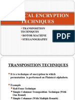 Classical Encryption Techniques: Transposition Techniques Rotor Machine Steganography