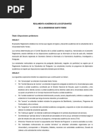 Reglamento Académico de Los Estudiantes de La Universidad Santo Tomás 29.01.2020