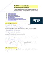 The Relative Clause in English The Relative Clause in English