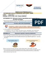 Activid. #01 Día 3 Semana #15 Ubicamos Hechos Importantes para Nuestro Paismen Una Línea de Tiempo