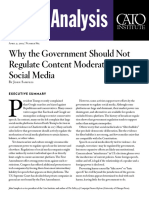 Why The Government Should Not Regulate Content Moderation of Social Media (John Samples, CATO)