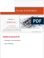 Quantity Survey & Estimation: Engr. Shad Muhammad