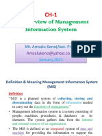 An Overview of Management Information System: Mr. Amsalu Keno (Asst. Prof.)