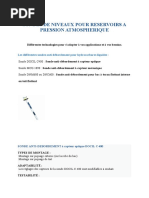 Sondes de Niveaux Pour Reservoirs A Pression Atmospherique