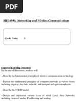 MIS 6040 Networking and Wireless Communications - Introduction and General Overview