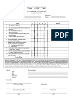 Activity Evaluation Form: Criteria 1 2 3 4 5 Remarks