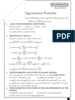 Trigonometry Formulae - Trigo Formulae For LAKSHYA JEE