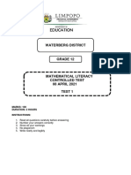 Grade 12 Maths Lit Test 1 2021