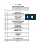 List of Journals: Department of Law, AMU, Aligarh