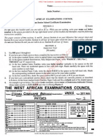 Waec Physics November 2011 Paper 2 Objective and Essay