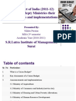 Union Budget of India (2011-12) 4 (Out of 200dept) Ministries Their Announcements and Implementations