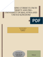 Engineering Curriculum in University and Pre-University in Malaysia and United Kingdom