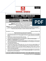 Ese 2021: Prelims Exam: Mechanical