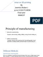 By Joemics Ruban J Reg No:111617114036 Final Year Rmkcet: Seminar On 3d-Printing