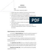 Lesson 4 Market Equilibrium Learning Objectives