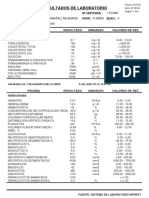 Resultados de Laboratorio: Prueba Resultado Unidades Valores de Ref