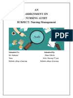 AN Assignment On Nursing Audit SUBJECT: Nursing Management