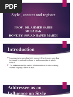 Style, Context and Register