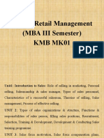 Sales & Retail Management (MBA III Semester) KMB Mk01