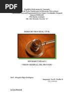 Unidad I Visión General Del Proceso. DERECHO PROCESAL CIVIL I