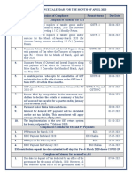 Compliance Calendar For April 2020