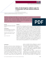 Performance Validation of Chromogenic Coliform Agar For The Enumeration of Escherichia Coli