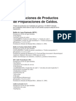 Formulaciones de Productos de Preparaciones de Caldos y Tabla de Buffers