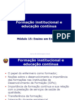 Modulo 15 Aula 1 Formacao Institucional e Educacao Continua