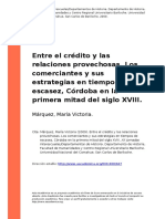 Marquez, Maria Victoria (2009) - Entre El Credito y Las Relaciones Provechosas. Los Comerciantes y Sus Estrategias en Tiempos de Escasez, (..)