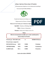 Mémoire Sur L'effet de La Fermentation Du Millet Sur La Qualité Nutritionnelle Et Nutraceutique Des Biscuit