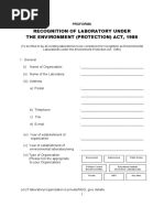 Recognition of Laboratory Under The Environment (Protection) Act, 1986