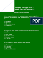 MCQs Unit 2 Measures of Central Tendency